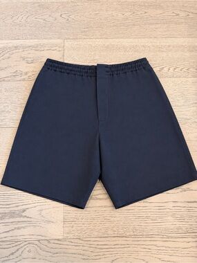 Men's Dark Navy Flat-Front Elastic Waist Shorts